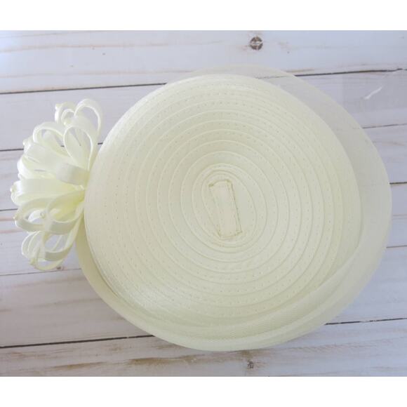 CHARM'S *NWT* Hat CHURCH/KENTUCKY DERBY/WEDDING Beaded Bow Ivory/Off White - Picture 3 of 10